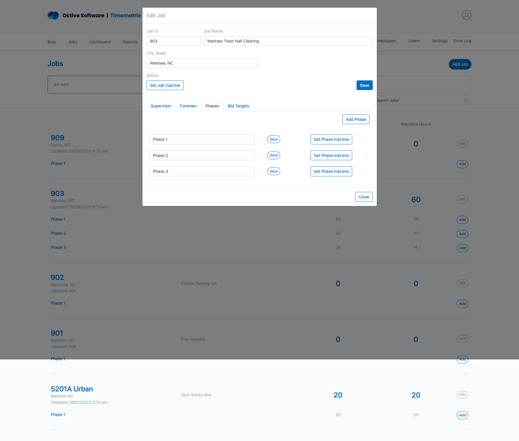 Job Phases Management